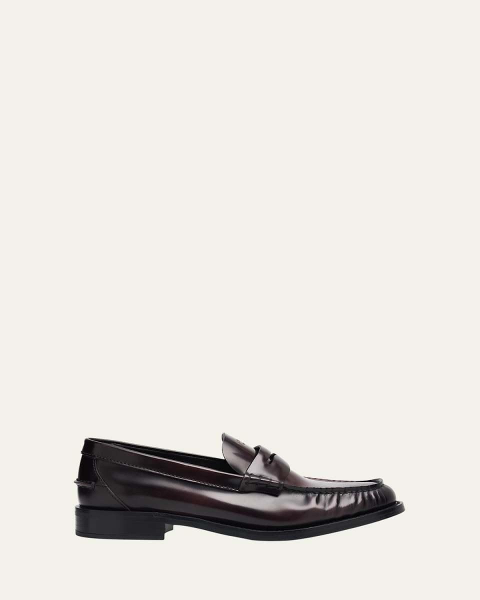 Leather Ruched Penny Loafers